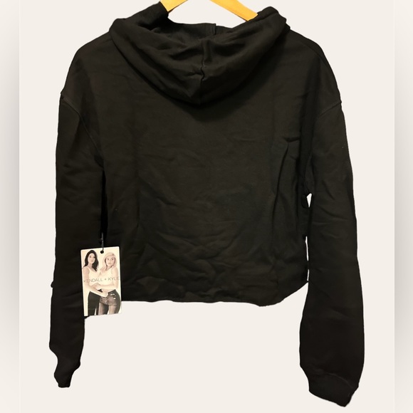 Kendall + Kylie Cropped Hoodie Black Medium NEW - Picture 2 of 3